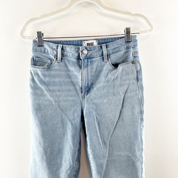 Paige Rory Cotton Blend Denim Frayed Hem Cropped Flare Jeans Blue 28 / 6 - Picture 4 of 9